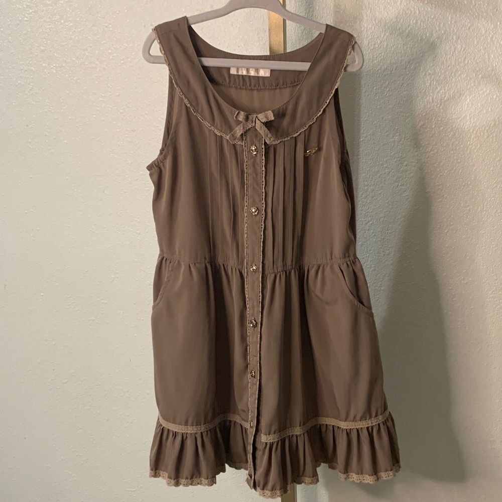 Tiffany Brown Sleeveless Button Down Dress Size 130 (7-8)